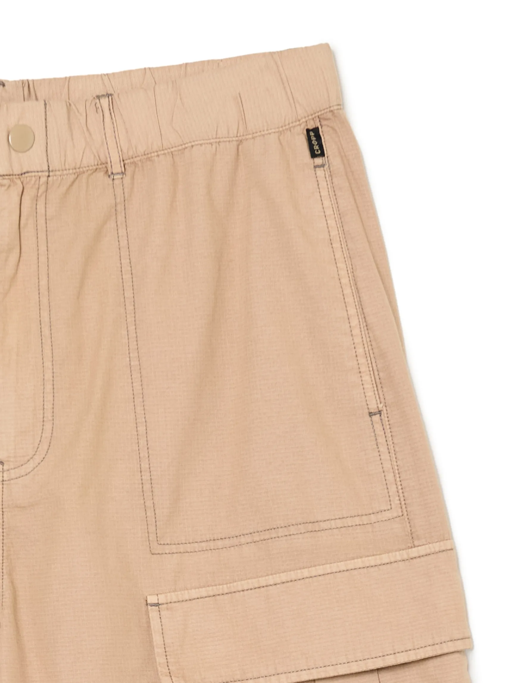 Fashion Cropp Kremowe spodnie cargo o luźnym kroju beżowy