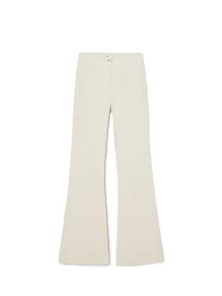 Best Cropp Kremowe spodnie flare kremowy