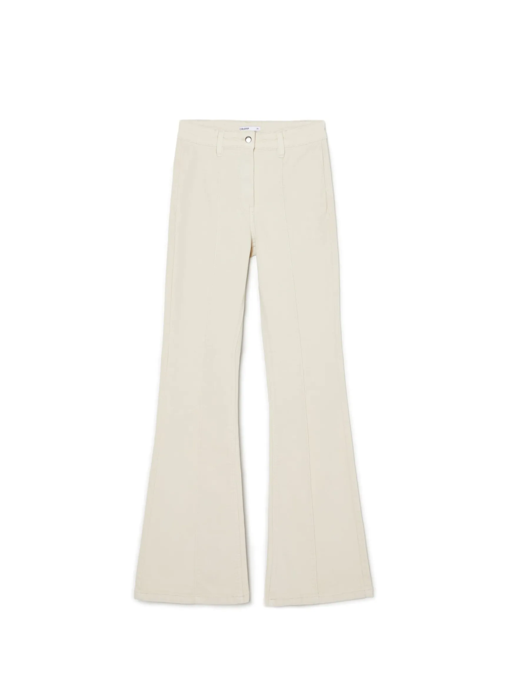 Best Cropp Kremowe spodnie flare kremowy