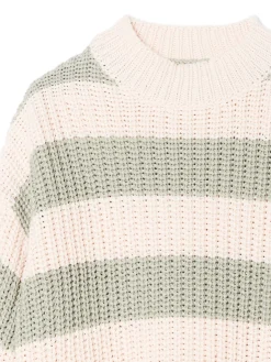 Sale Cropp Kremowo- sweter w paski zielony