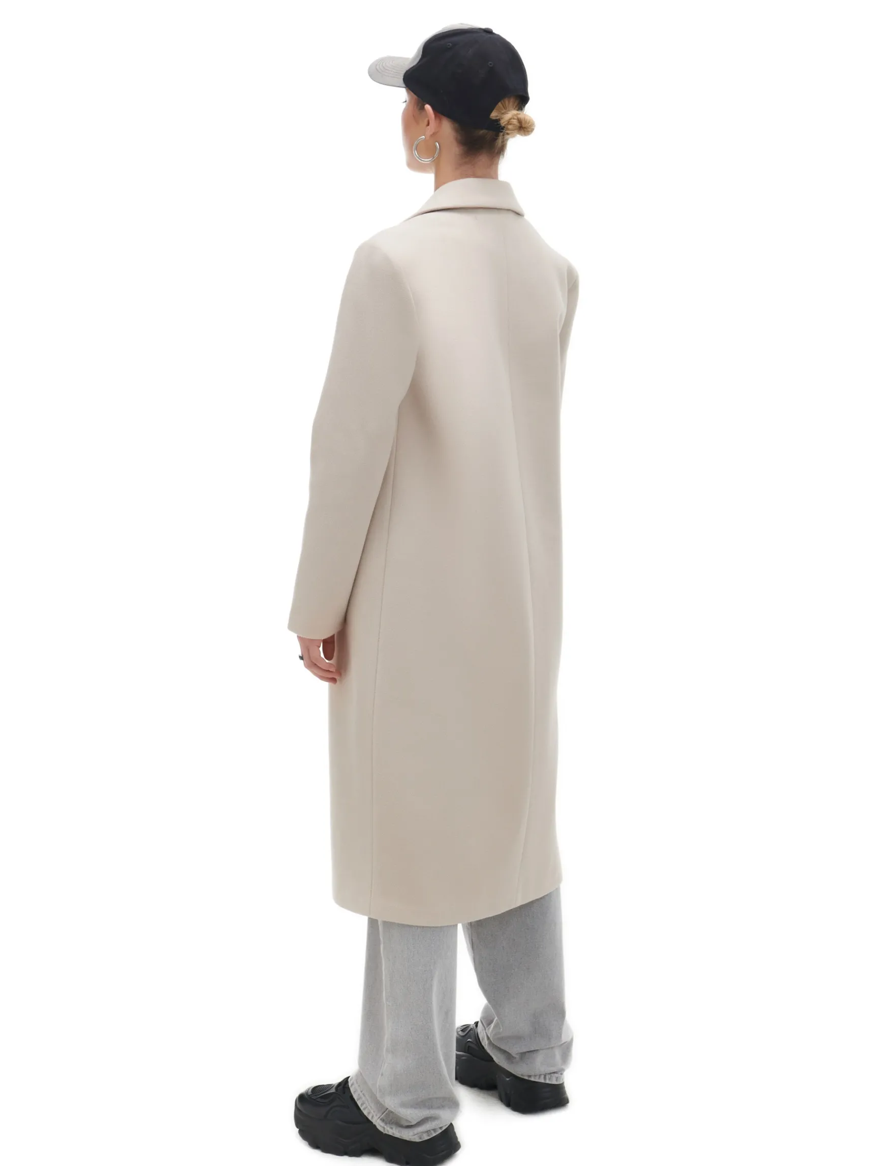 Fashion Cropp długi płaszcz kremowy