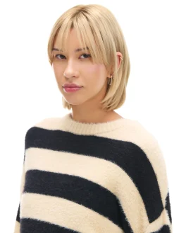 Discount Cropp sweter w czarne paski kremowy