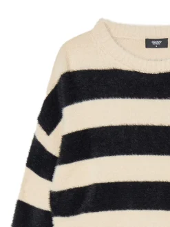 Discount Cropp sweter w czarne paski kremowy