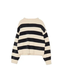 Discount Cropp sweter w czarne paski kremowy