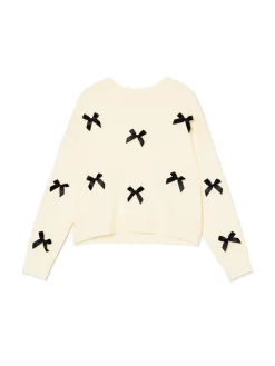 Fashion Cropp sweter z kokardkami kremowy