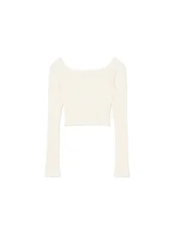 Best Cropp sweter z odkrytymi ramionami kremowy