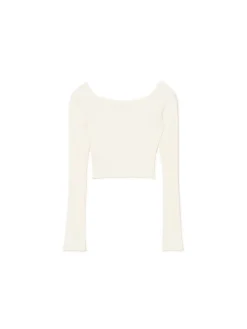 Best Cropp sweter z odkrytymi ramionami kremowy