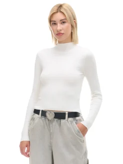 Sale Cropp sweter z półgolfem kremowy
