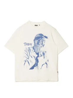 Sale Cropp t-shirt Tupac kremowy