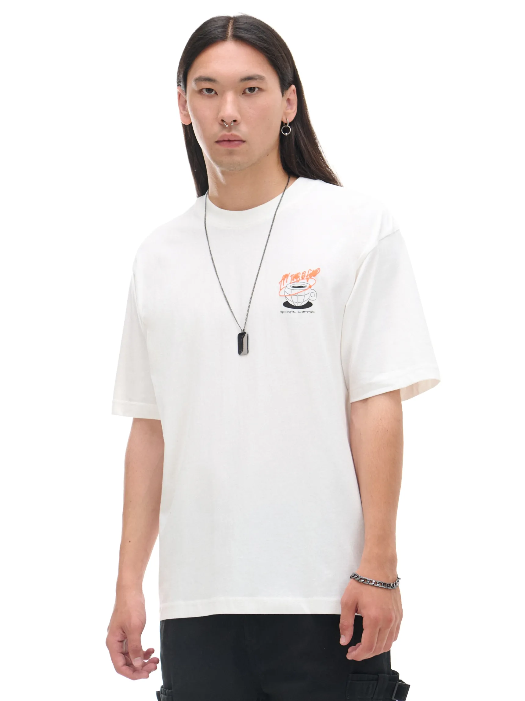 Outlet Cropp T-shirt z kawą kremowy