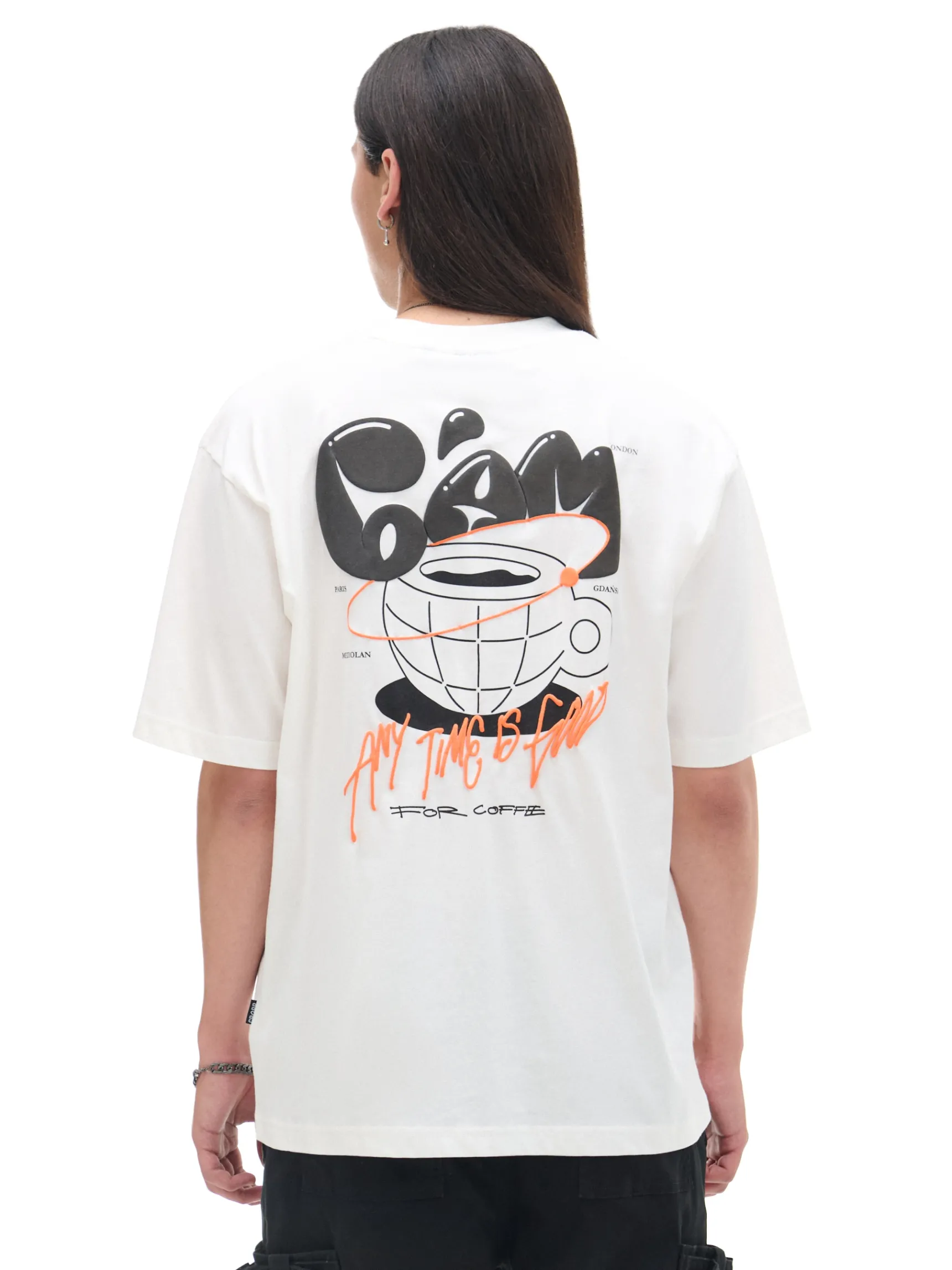 Outlet Cropp T-shirt z kawą kremowy