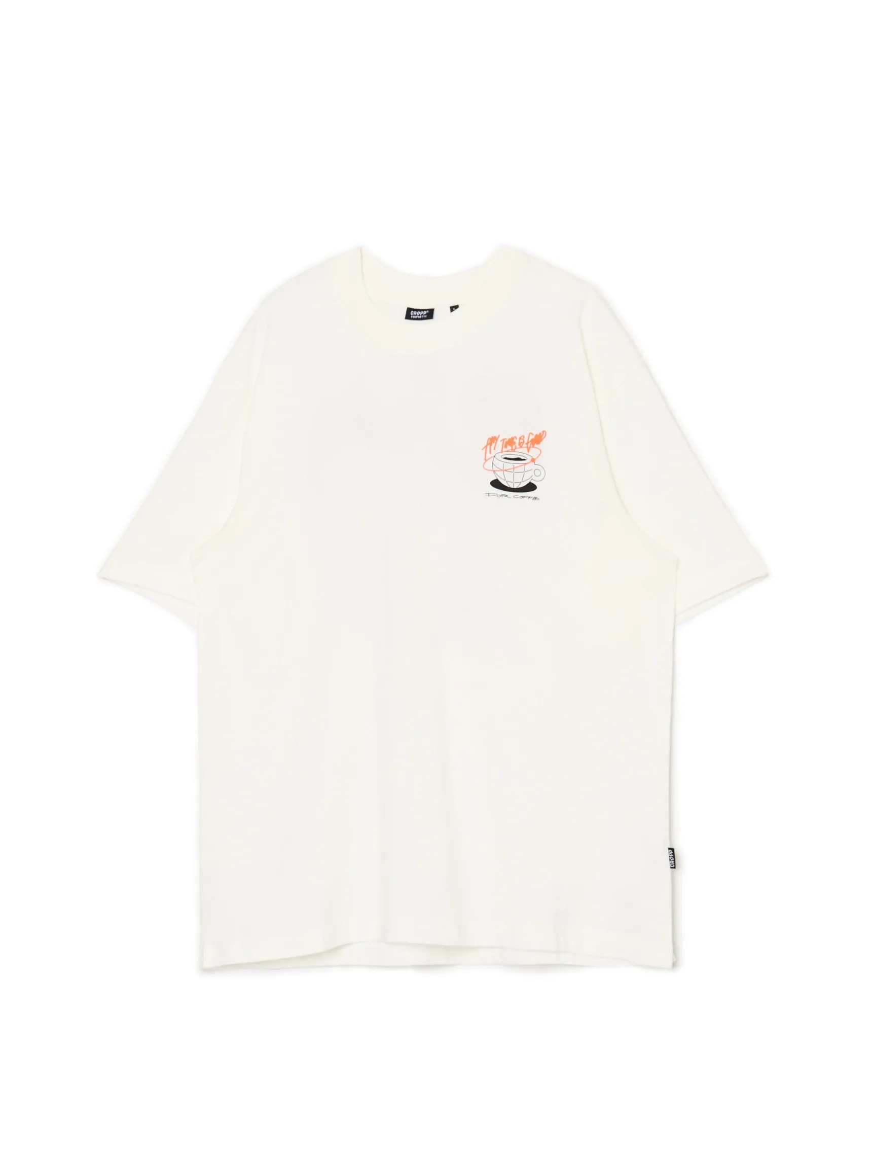 Outlet Cropp T-shirt z kawą kremowy