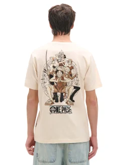 Discount Cropp T-shirt z nadrukiem One Piece kremowy