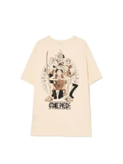 Discount Cropp T-shirt z nadrukiem One Piece kremowy