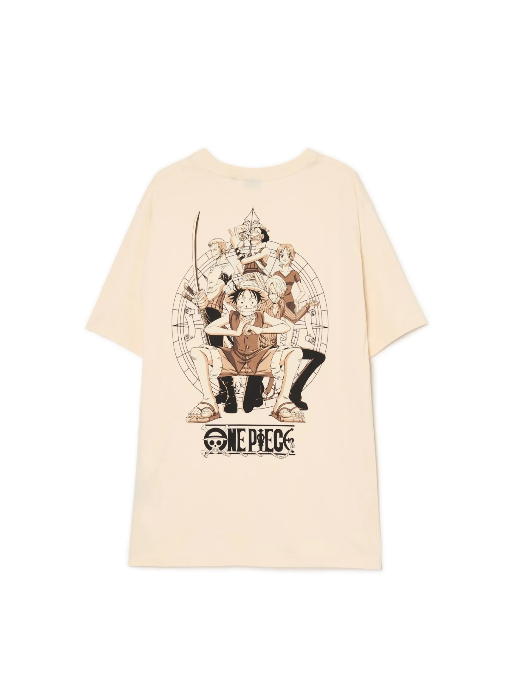 Discount Cropp T-shirt z nadrukiem One Piece kremowy