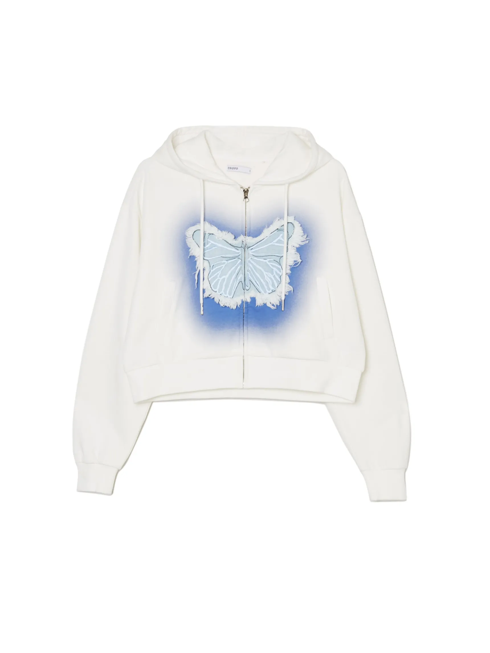 Fashion Cropp Krótka biała bluza z motylem biały