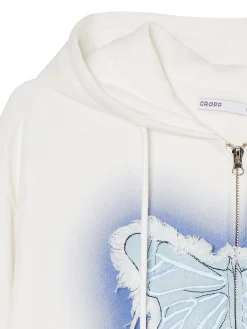 Fashion Cropp Krótka biała bluza z motylem biały