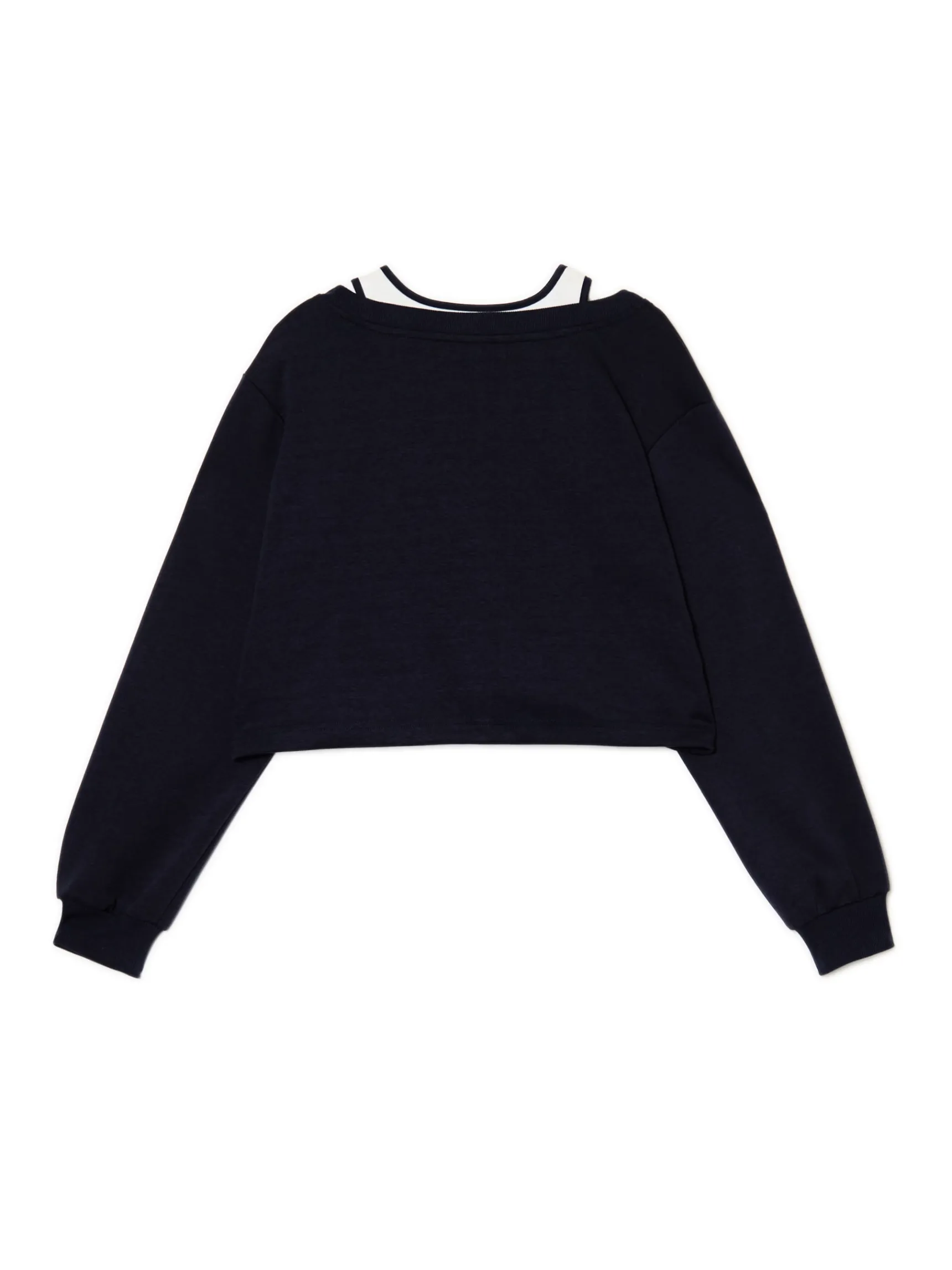 Discount Cropp Krótka bluza z topem i nadrukiem granatowy