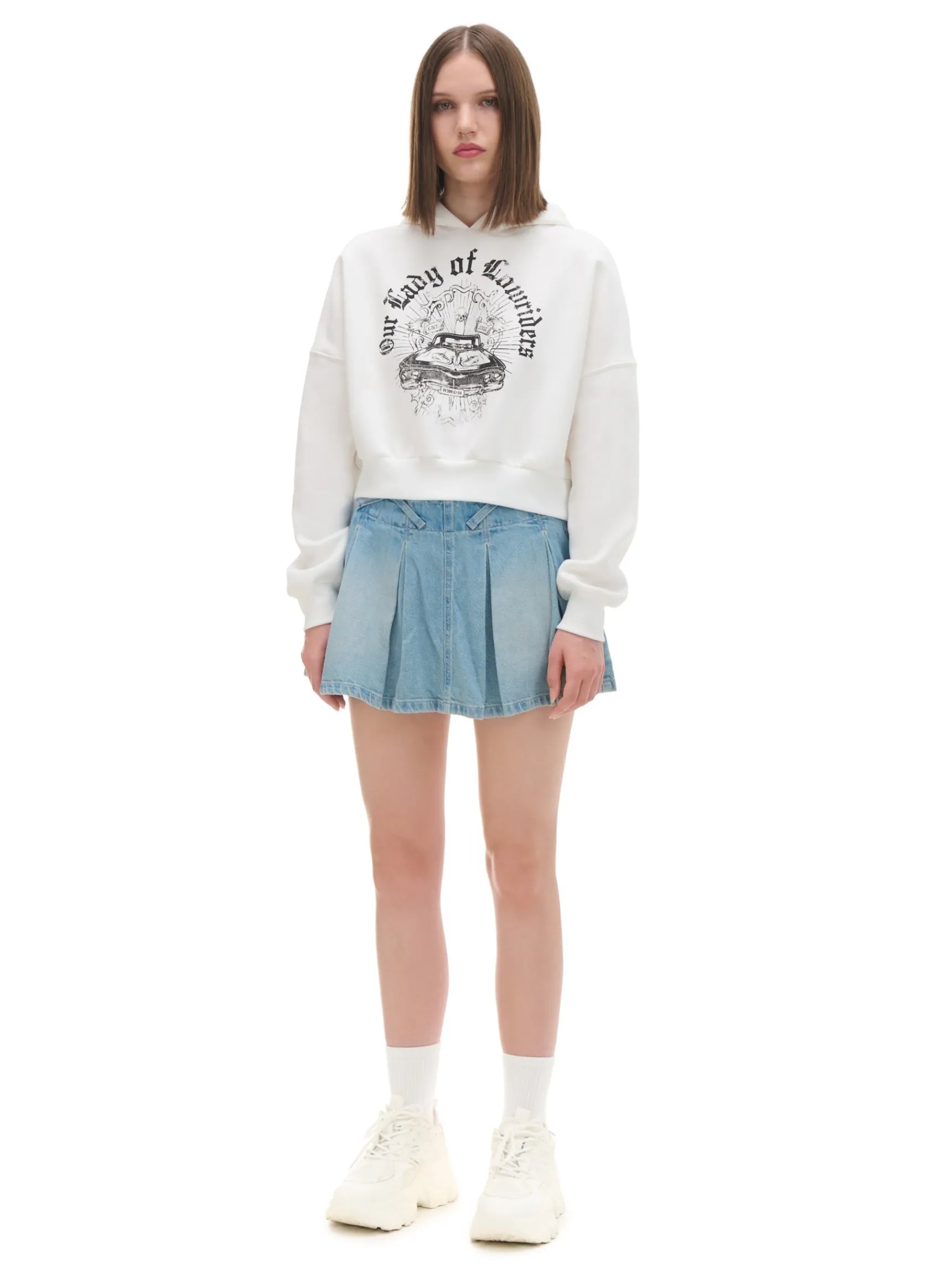 Fashion Cropp Krótka bluza ze spranym nadrukiem kremowy