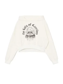 Fashion Cropp Krótka bluza ze spranym nadrukiem kremowy
