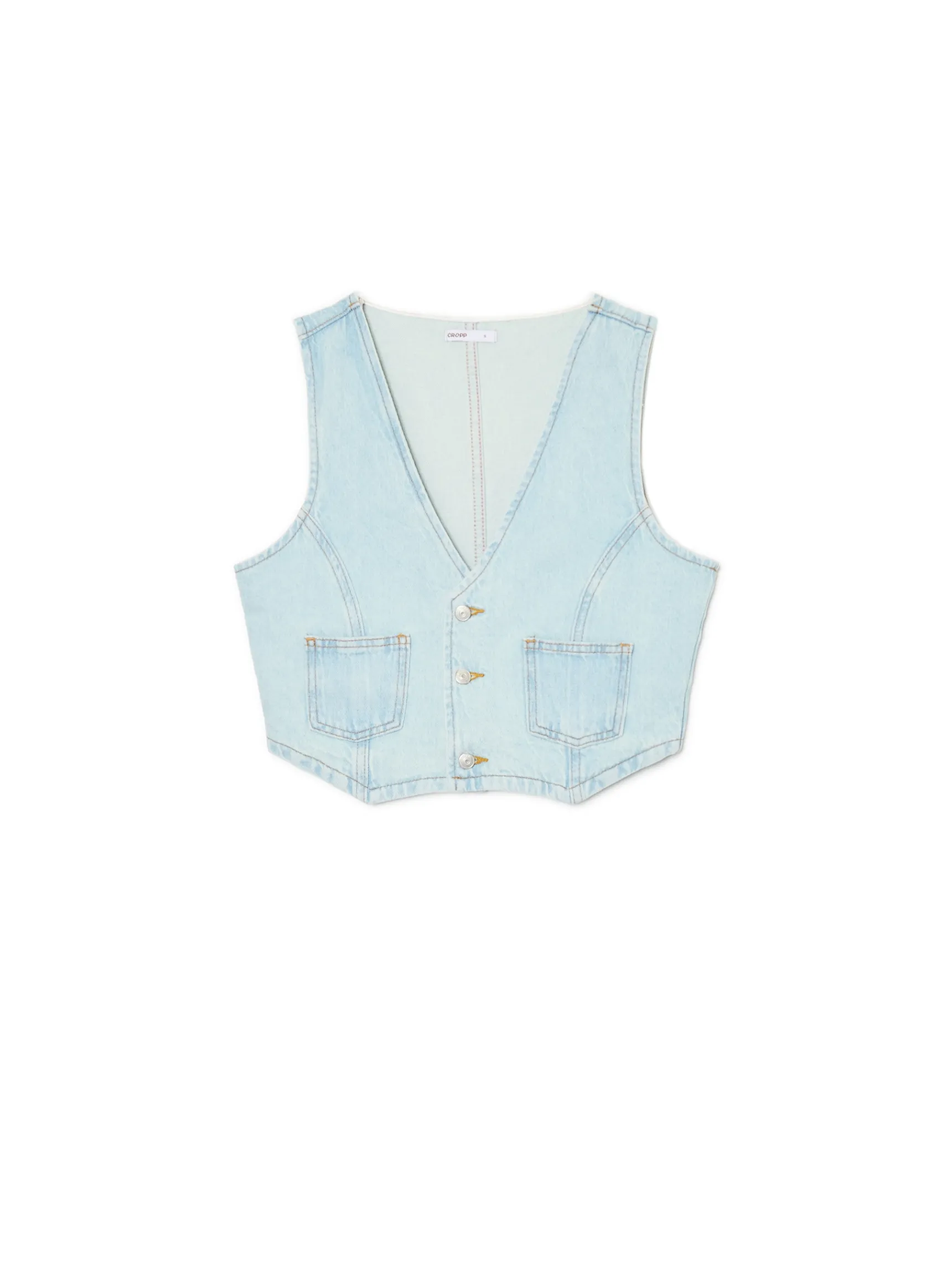 Sale Cropp Krótka jeansowa kamizelka niebieski