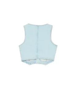 Sale Cropp Krótka jeansowa kamizelka niebieski