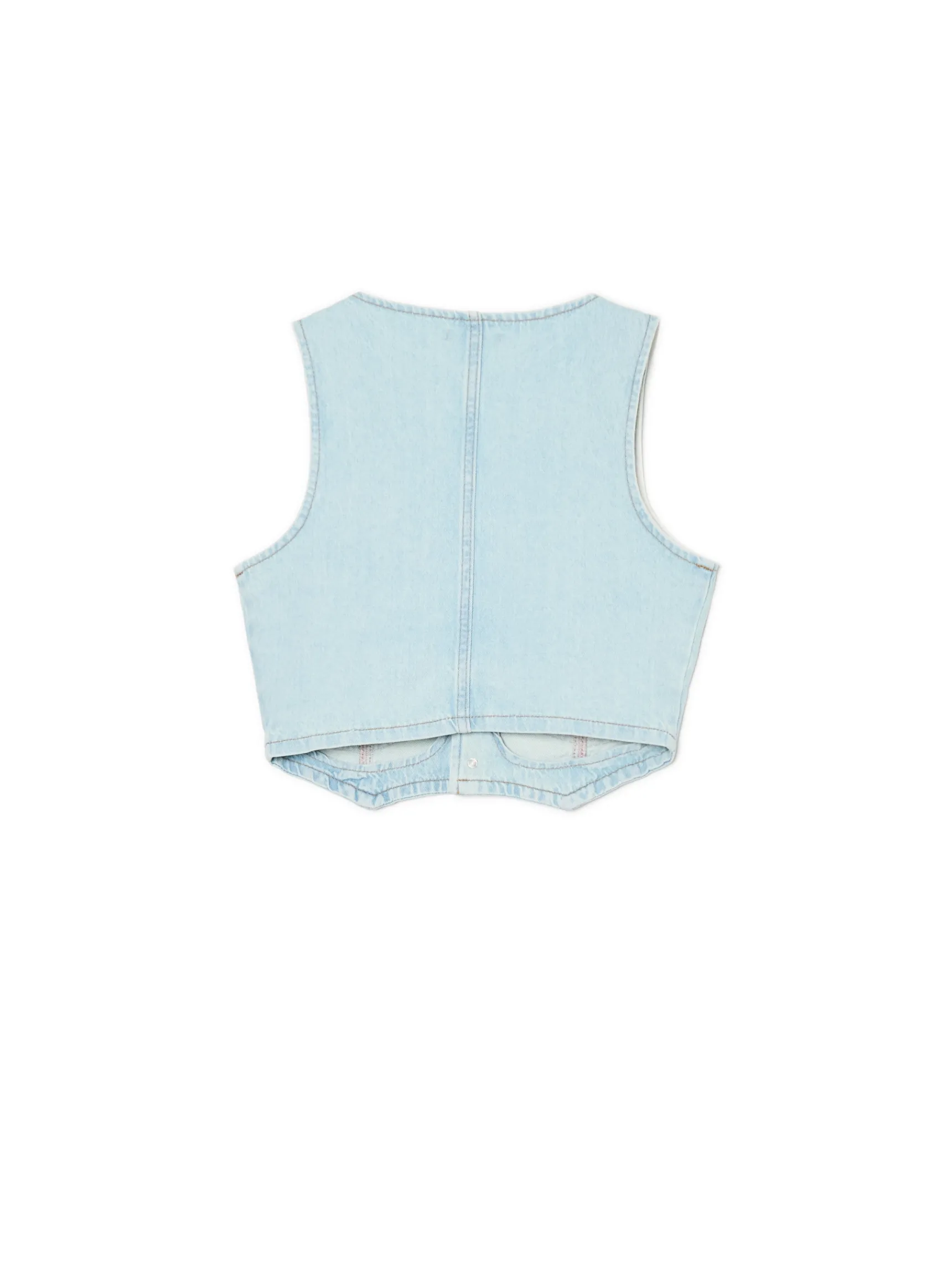 Sale Cropp Krótka jeansowa kamizelka niebieski