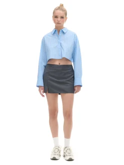 Discount Cropp Krótka koszula w paski niebieski