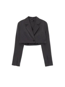 Fashion Cropp Krótka marynarka w paski szary