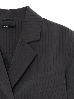 Fashion Cropp Krótka marynarka w paski szary