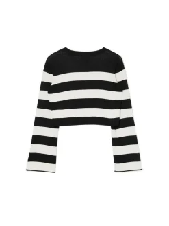 New Cropp Krótki sweter w paski czarny