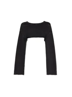 Hot Cropp Krótki sweter z agrafkami czarny