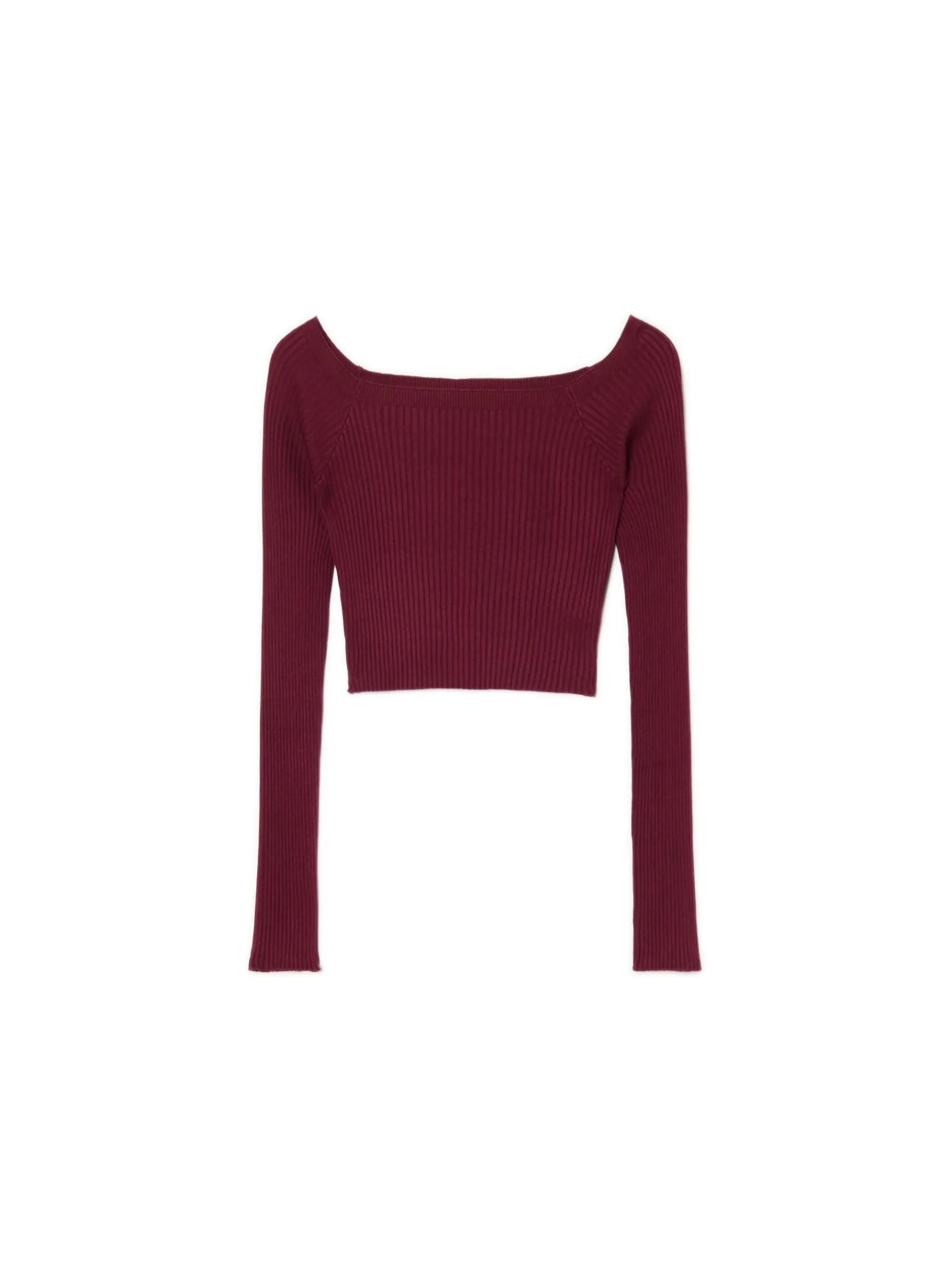 Fashion Cropp Krótki sweter z odkrytymi ramionami kasztanowy