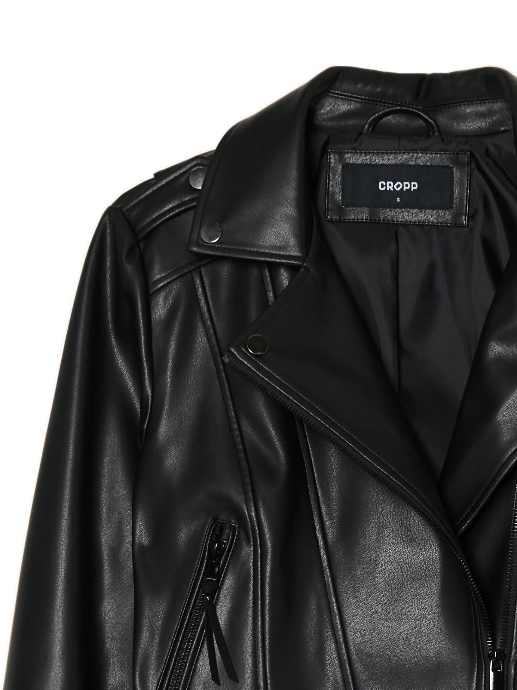 Online Cropp Kurtka biker z imitacji skóry czarny