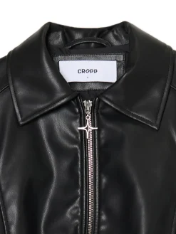 Discount Cropp Kurtka bomber z imitacji skóry czarny