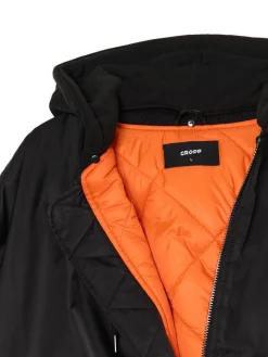 New Cropp Kurtka bomberka z dzianinowym kapturem czarny