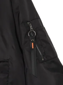 New Cropp Kurtka bomberka z dzianinowym kapturem czarny