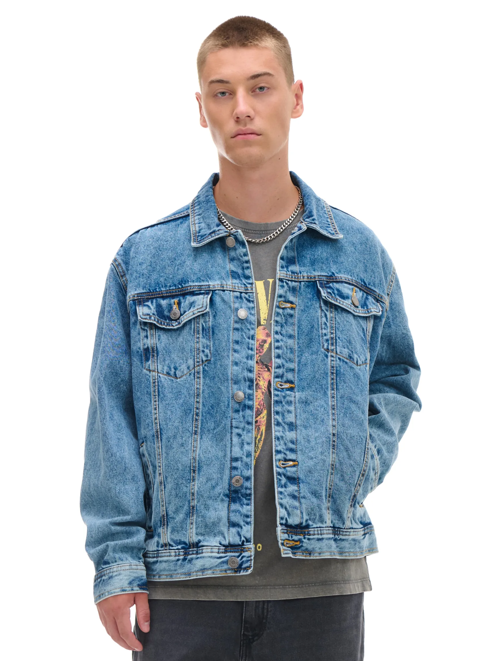 Outlet Cropp Kurtka jeansowa niebieski