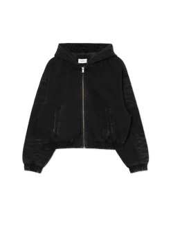 Clearance Cropp Kurtka jeansowa z efektem sprania szary