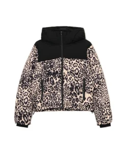 Best Cropp Kurtka puffer w panterkę wielobarwny