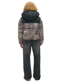 Best Cropp Kurtka puffer w panterkę wielobarwny