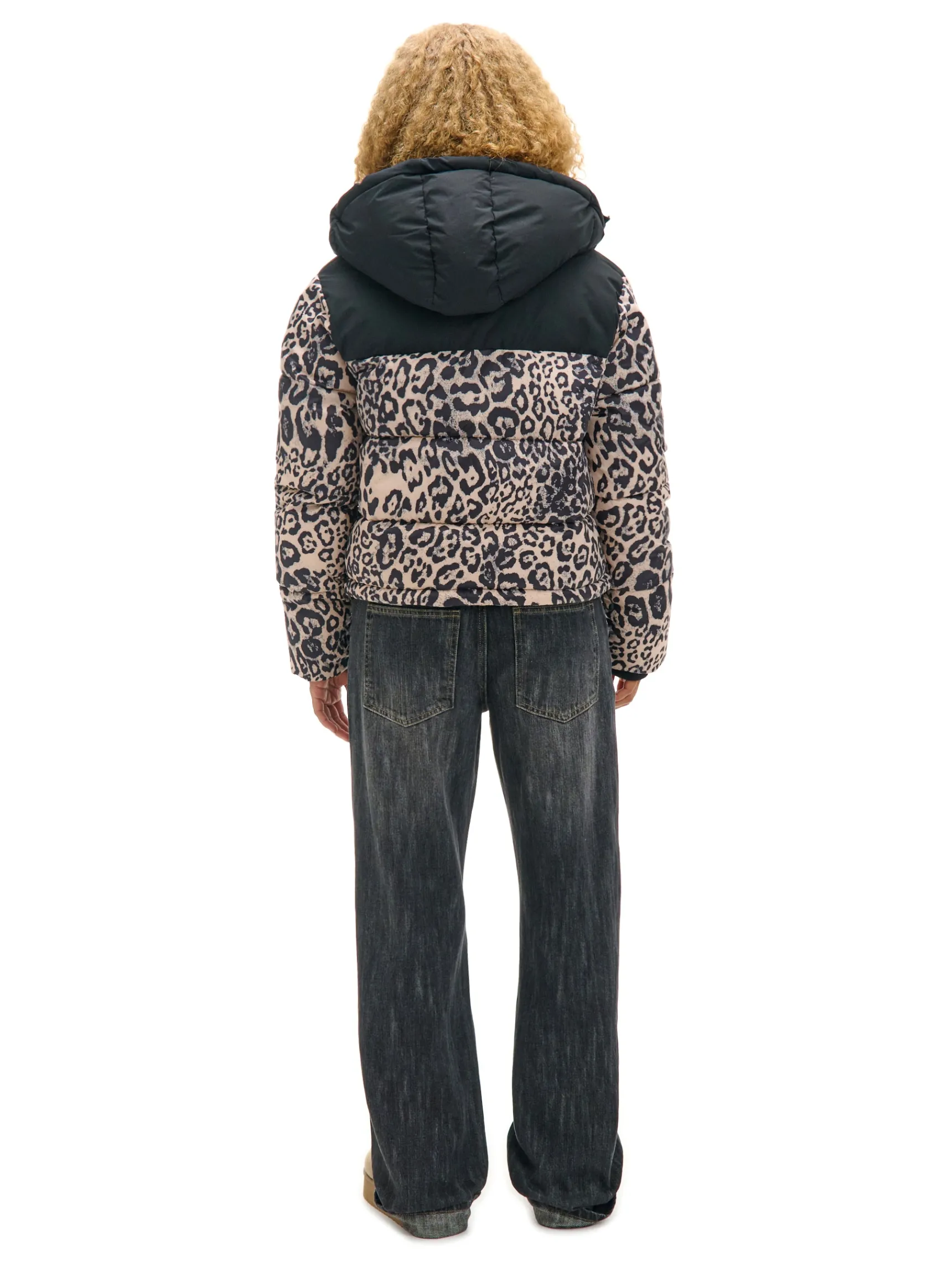 Best Cropp Kurtka puffer w panterkę wielobarwny