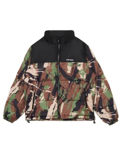 Best Cropp Kurtka puffer z militarnym nadrukiem zielony