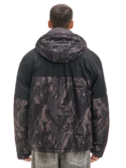 Outlet Cropp Kurtka z kapturem z nadrukiem moro czarny