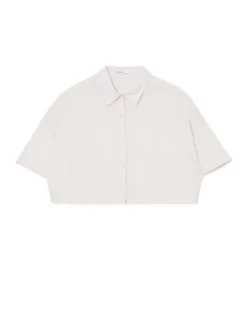 Online Cropp Luźna kremowa koszula crop kremowy