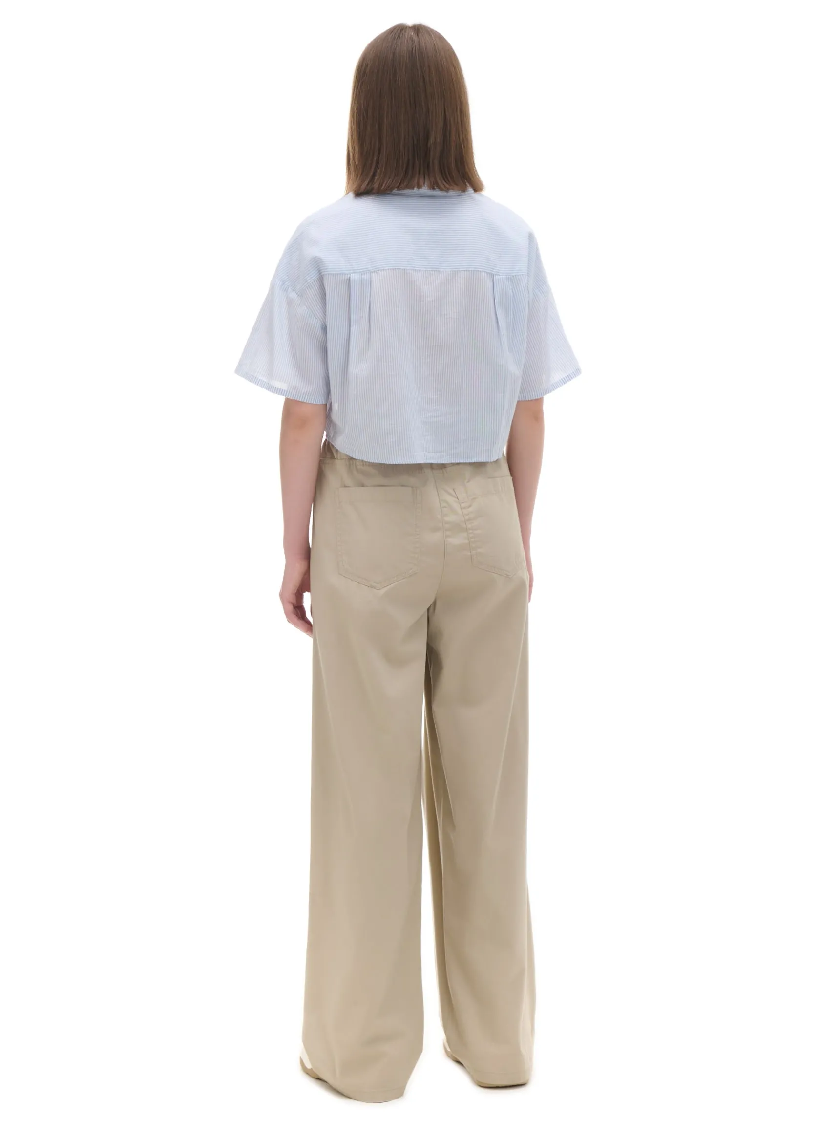 Online Cropp Luźna niebieska koszula crop błękitny