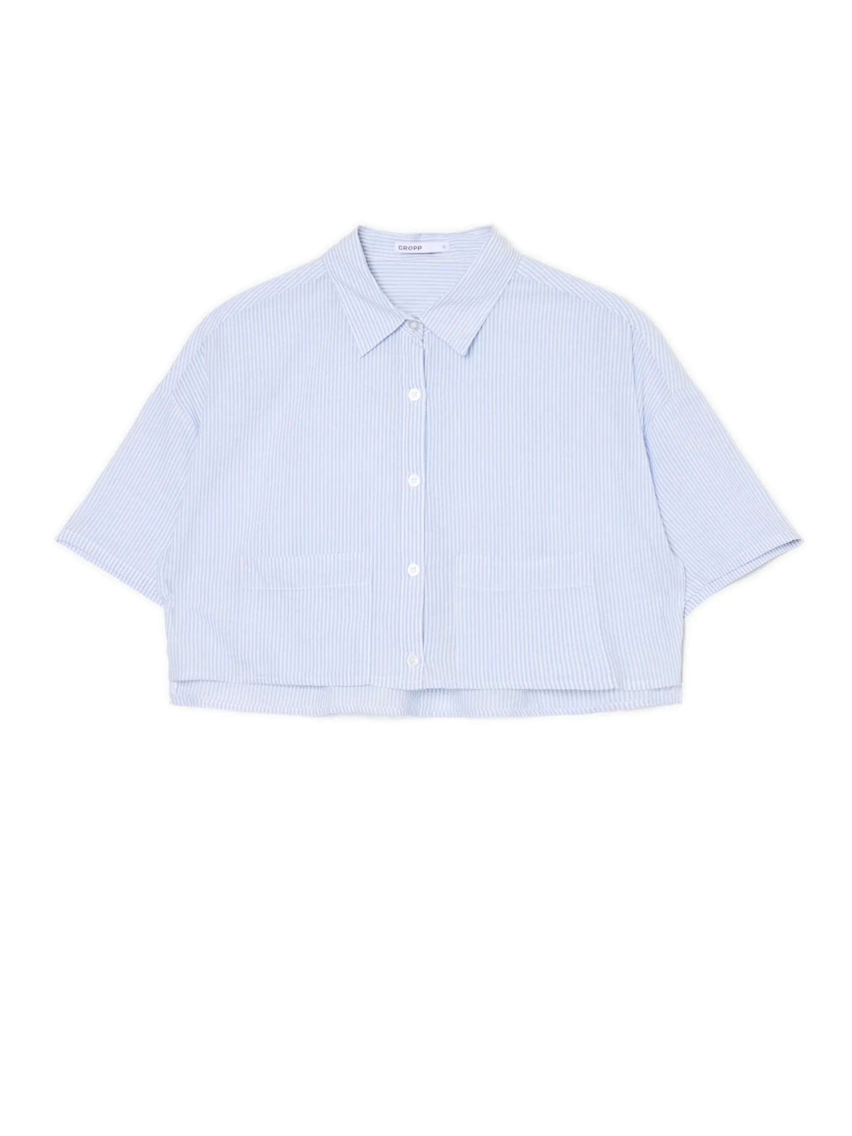 Online Cropp Luźna niebieska koszula crop błękitny