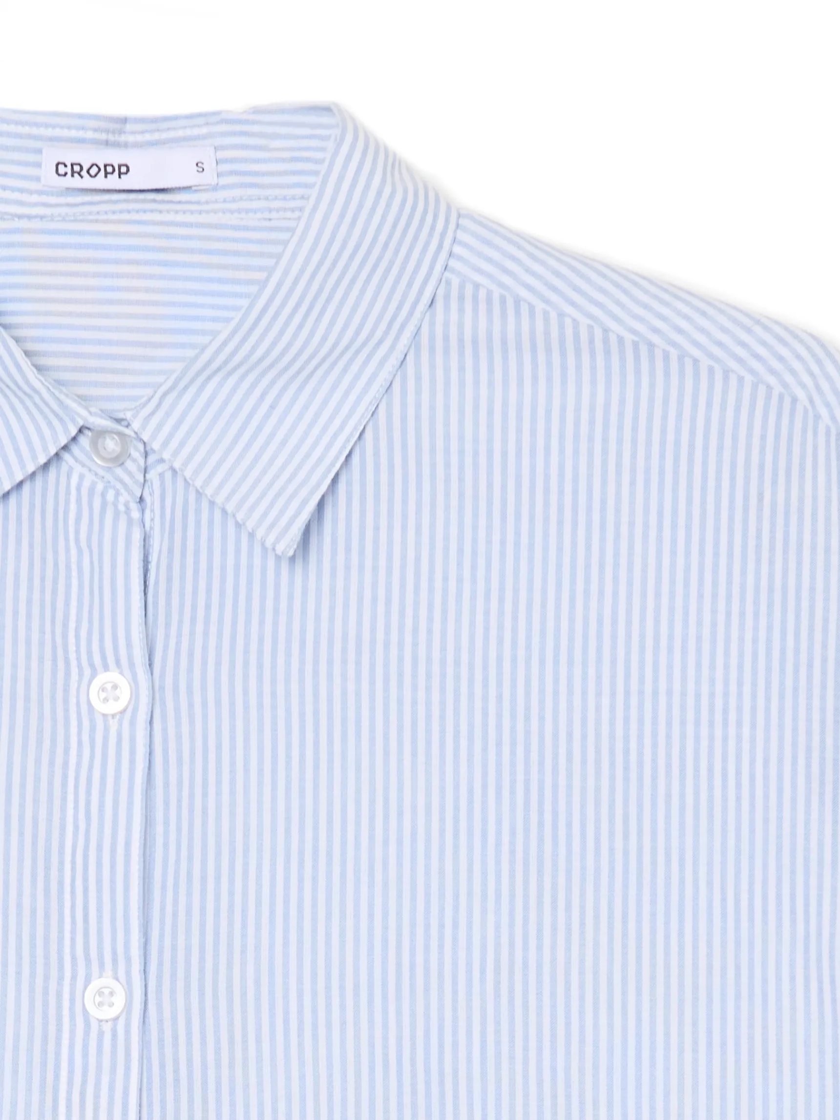 Online Cropp Luźna niebieska koszula crop błękitny