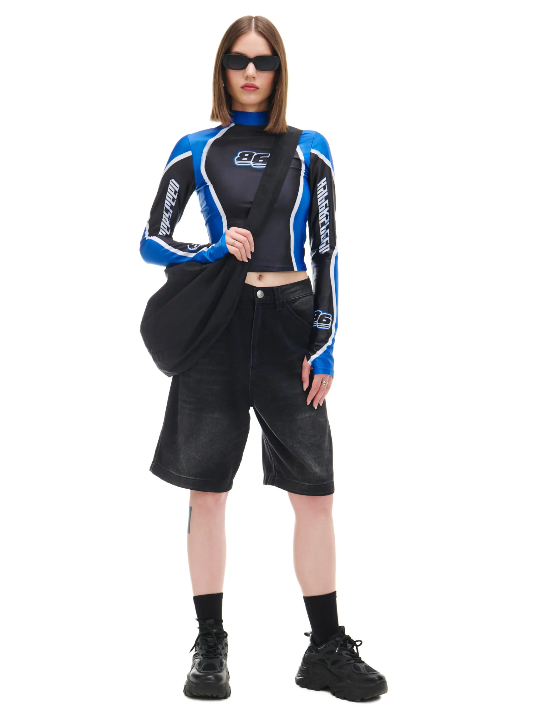 Hot Cropp Luźne denimowe bermudy czarny