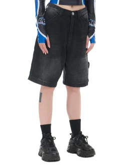 Hot Cropp Luźne denimowe bermudy czarny